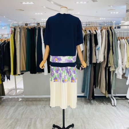 밑단 플리츠 플라워 원피스