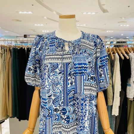 플리츠 페이즐리 나염 끈 원피스