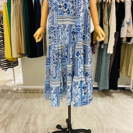 플리츠 페이즐리 나염 끈 원피스