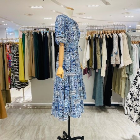 플리츠 페이즐리 나염 끈 원피스