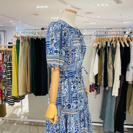 플리츠 페이즐리 나염 끈 원피스