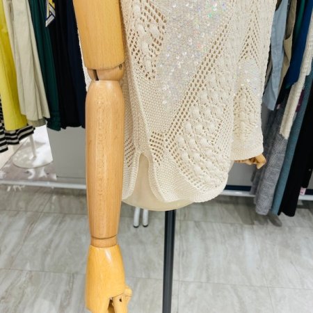 스팽글 뜨개 나시 니트