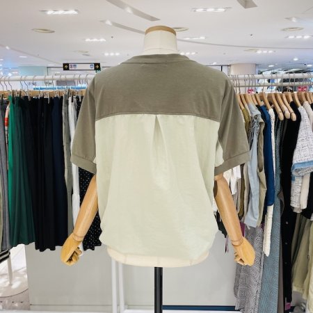 비제트 우븐배색 티셔츠