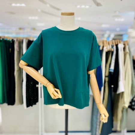 핀턱 언발 라운드 티셔츠