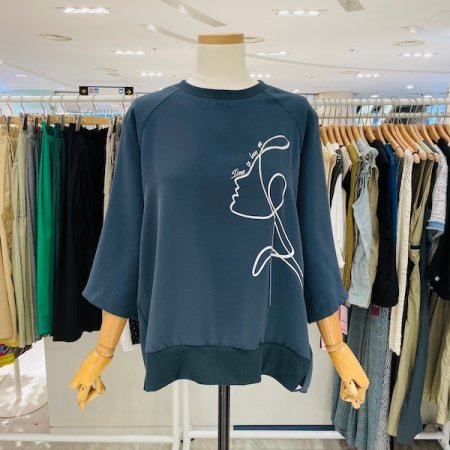 드로잉 흩날림 7부소매 티셔츠