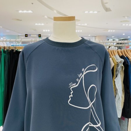 드로잉 흩날림 7부소매 티셔츠