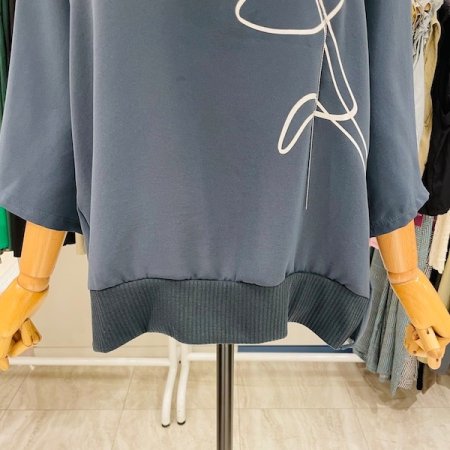 드로잉 흩날림 7부소매 티셔츠