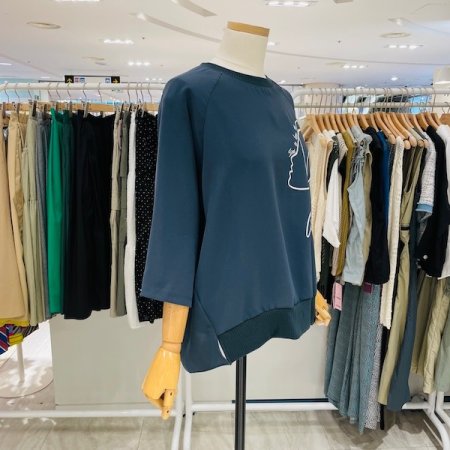 드로잉 흩날림 7부소매 티셔츠