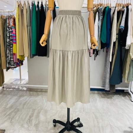 주머니 무지 셔링 스커트