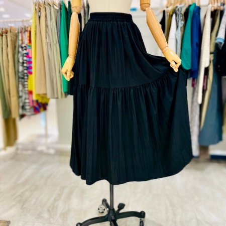 주머니 무지 셔링 스커트