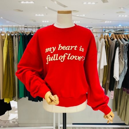 러브 레터링 배색 티셔츠