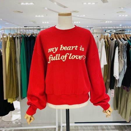 러브 레터링 배색 티셔츠