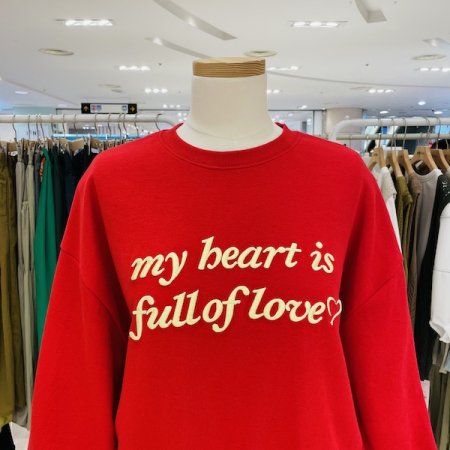 러브 레터링 배색 티셔츠