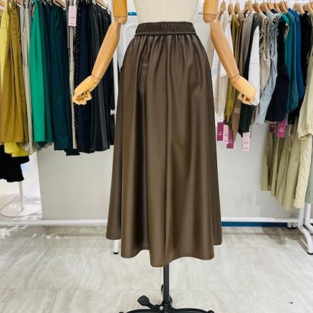 포켓 포인트 가죽 스커트