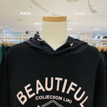 밑단 배색 리티 후드티셔츠