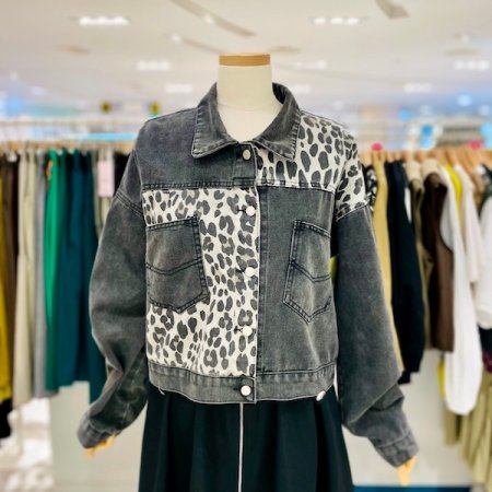 호피배색 데님 자켓