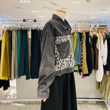 호피배색 데님 자켓