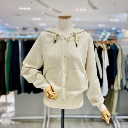 후드 단추 가디건