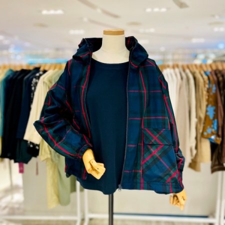 반 후드 체크 점퍼