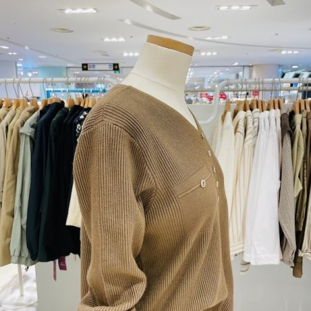 트윙클 버튼 골지 니트