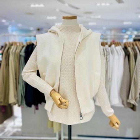 후드 집업 조끼 니트