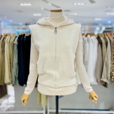 후드 집업 조끼 니트