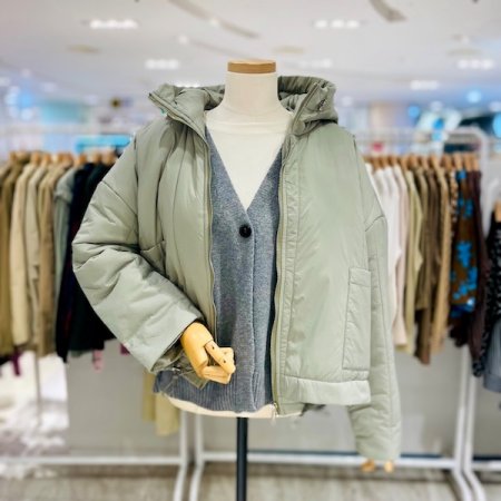 세로 절개 패딩 후드 점퍼