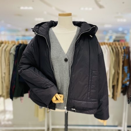 세로 절개 패딩 후드 점퍼