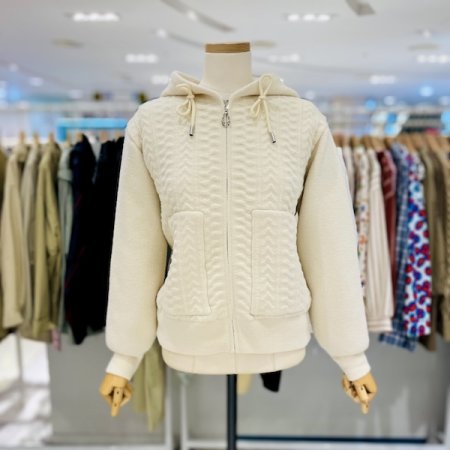 니트짜임 후드 점퍼