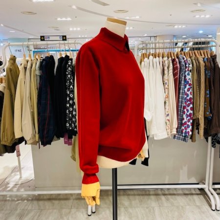 3버튼 목 폴라 니트