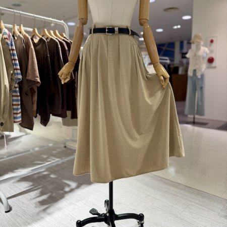 골덴 벨트 주름 스커트
