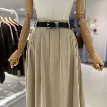 골덴 벨트 주름 스커트