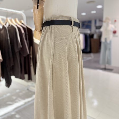 골덴 벨트 주름 스커트