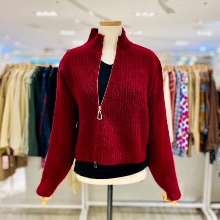 사선 골지 니트 가디건