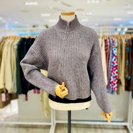 사선 골지 니트 가디건