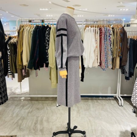 반집업 니트 스커트 세트