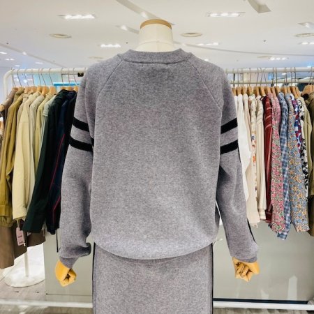 반집업 니트 스커트 세트