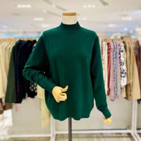 뒷트임 반폴라 니트 티셔츠