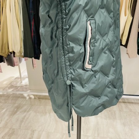 배색 후드 하프 패딩 점퍼