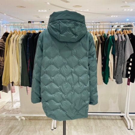 배색 후드 하프 패딩 점퍼