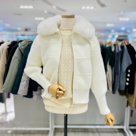 가로 줄 날개사 에코퍼 집업