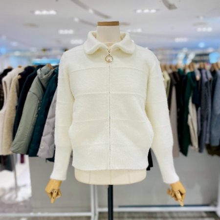 가로 줄 날개사 에코퍼 집업