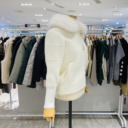 가로 줄 날개사 에코퍼 집업