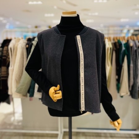 레터링 테이프 시보리 모직 조끼