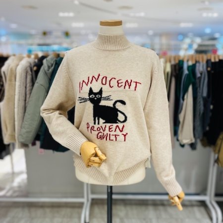 고양이 반폴라 니트