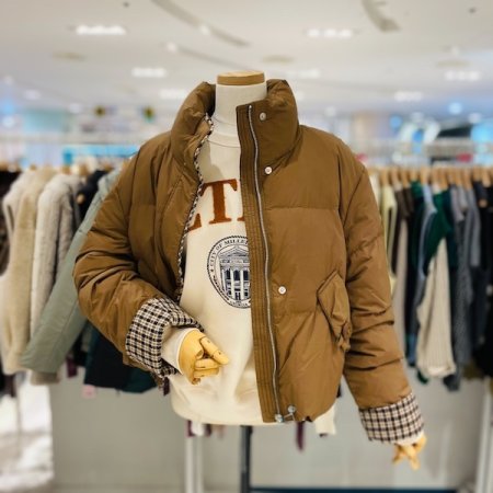 포켓 버튼 덕다운 숏 점퍼