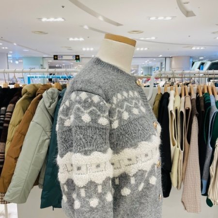 부클 패턴 골드버튼 가디건