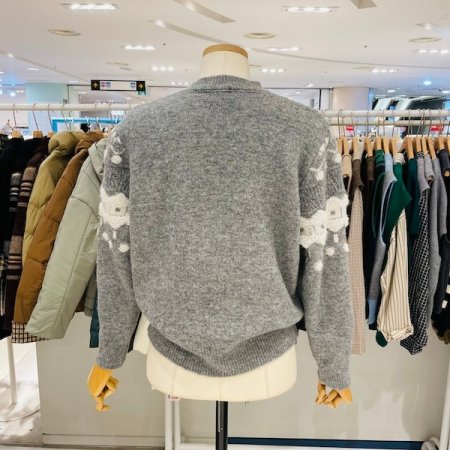 부클 패턴 골드버튼 가디건