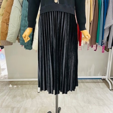 이중 반폴라 투버튼 원피스