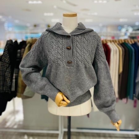 토글 버튼 후드 니트